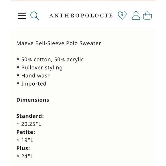 Anthropologie Maeve Polo Bell Sleeve Sweater •M• Long Ribbed Red Holiday Button - Picture 5 of 13